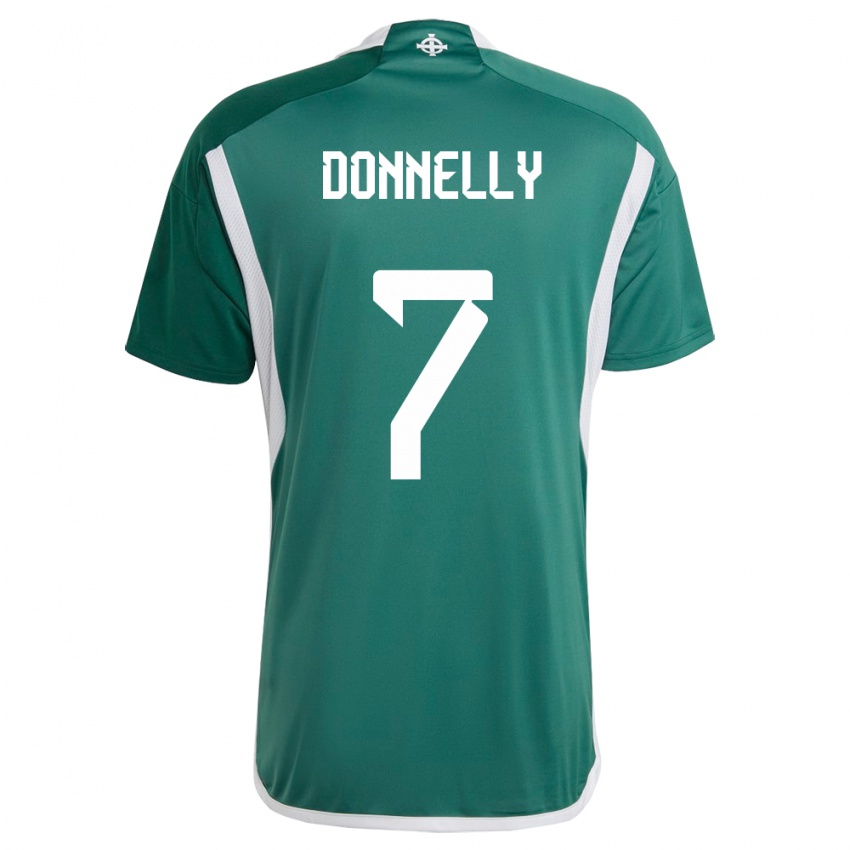 Børn Nordirland Caolan Donnelly #7 Grøn Hjemmebane Spillertrøjer 24-26 Trøje T-Shirt