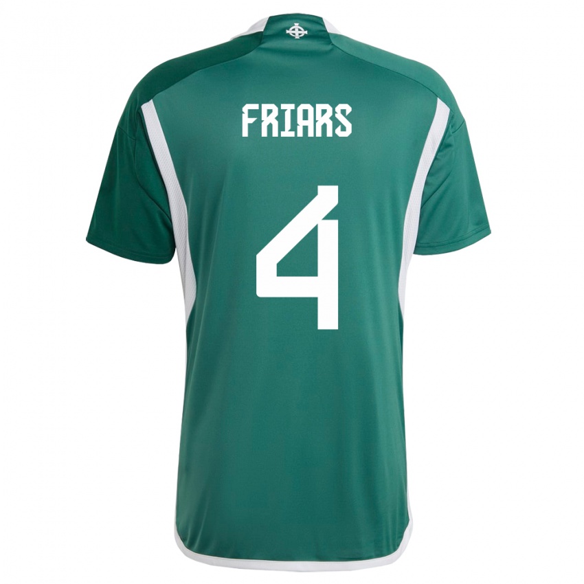 Børn Nordirland Alfie Friars #4 Grøn Hjemmebane Spillertrøjer 24-26 Trøje T-Shirt