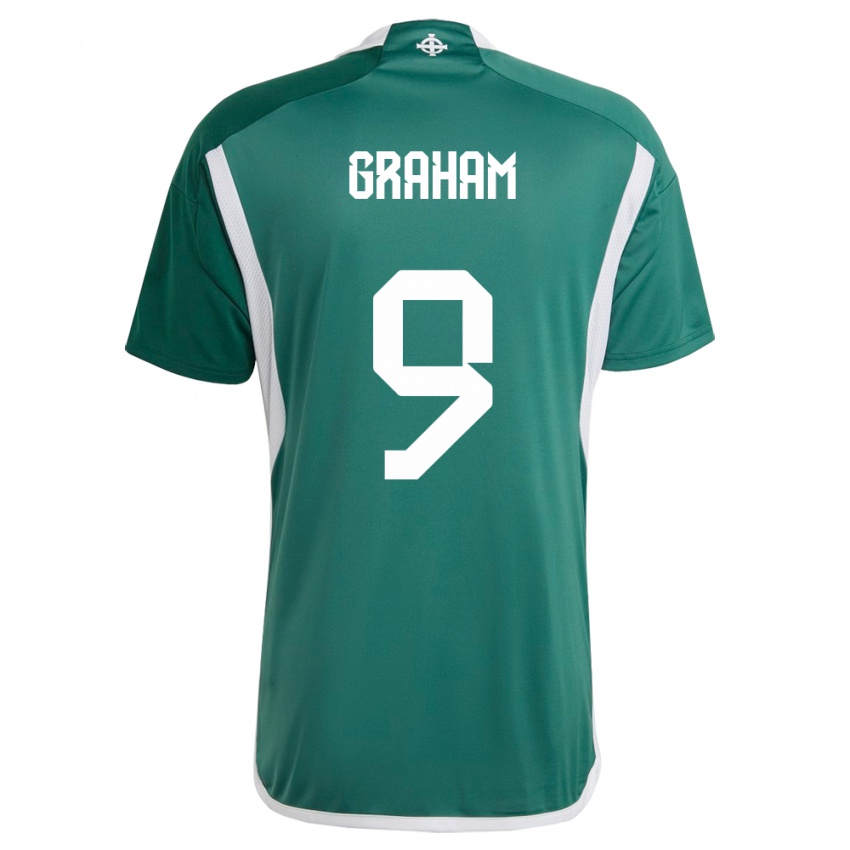 Børn Nordirland Braiden Graham #9 Grøn Hjemmebane Spillertrøjer 24-26 Trøje T-Shirt