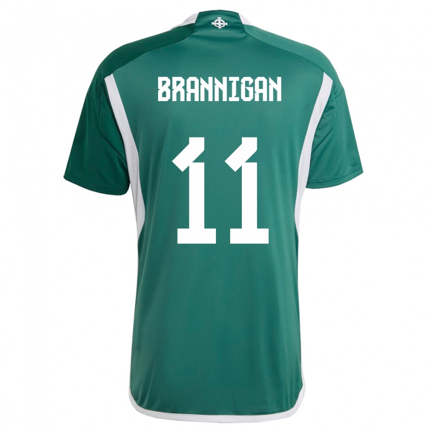 Børn Nordirland Cole Brannigan #11 Grøn Hjemmebane Spillertrøjer 24-26 Trøje T-Shirt