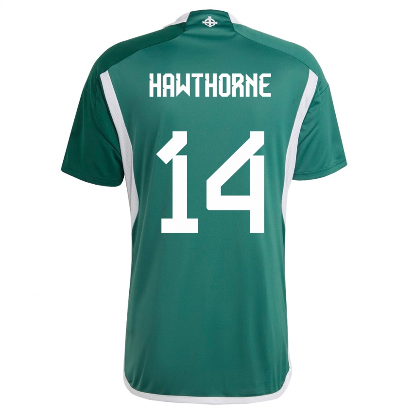 Børn Nordirland Keevan Hawthorne #14 Grøn Hjemmebane Spillertrøjer 24-26 Trøje T-Shirt