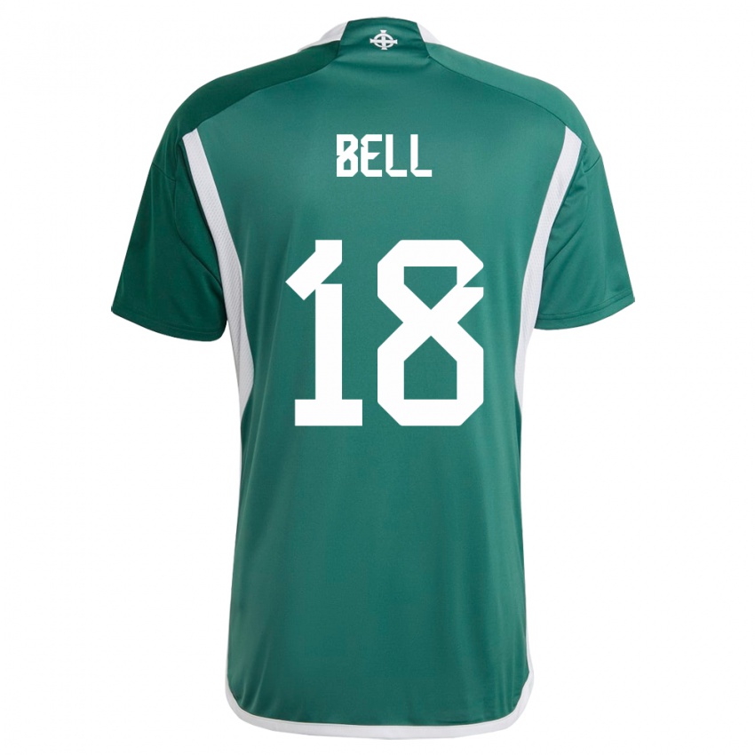 Børn Nordirland Megan Bell #18 Grøn Hjemmebane Spillertrøjer 24-26 Trøje T-Shirt