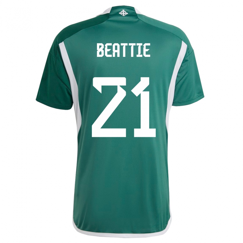 Børn Nordirland Kerry Beattie #21 Grøn Hjemmebane Spillertrøjer 24-26 Trøje T-Shirt