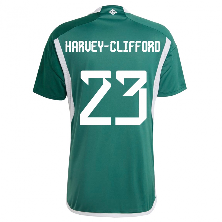 Børn Nordirland Maddy Harvey-Clifford #23 Grøn Hjemmebane Spillertrøjer 24-26 Trøje T-Shirt