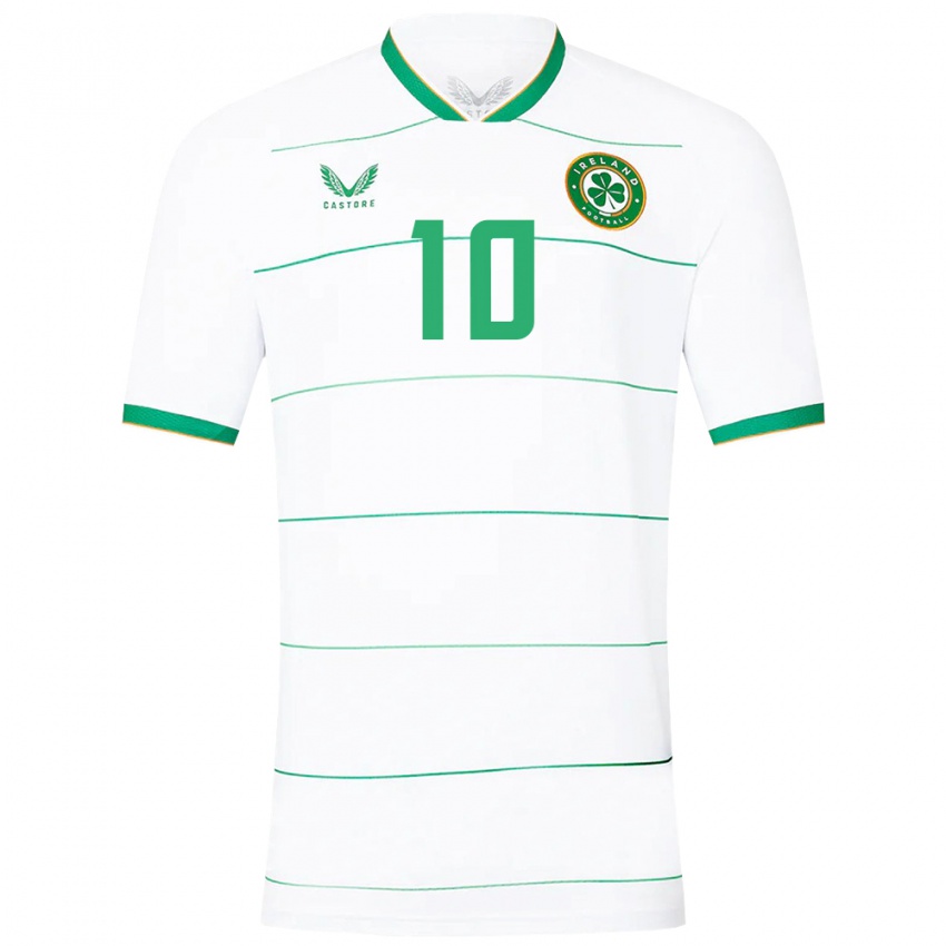 Børn Irland Adam Idah #10 Hvid Udebane Spillertrøjer 24-26 Trøje T-Shirt