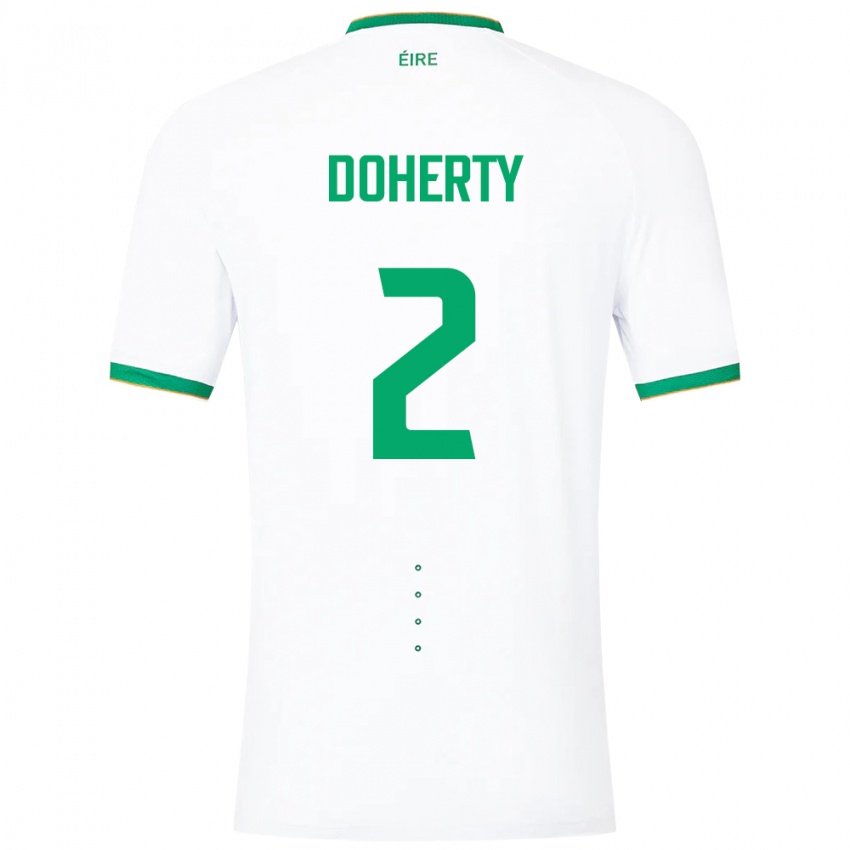 Børn Irland Matt Doherty #2 Hvid Udebane Spillertrøjer 24-26 Trøje T-Shirt