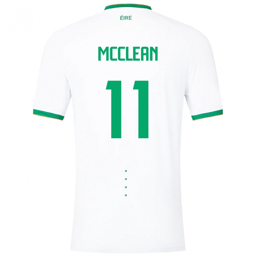 Børn Irland James Mcclean #11 Hvid Udebane Spillertrøjer 24-26 Trøje T-Shirt