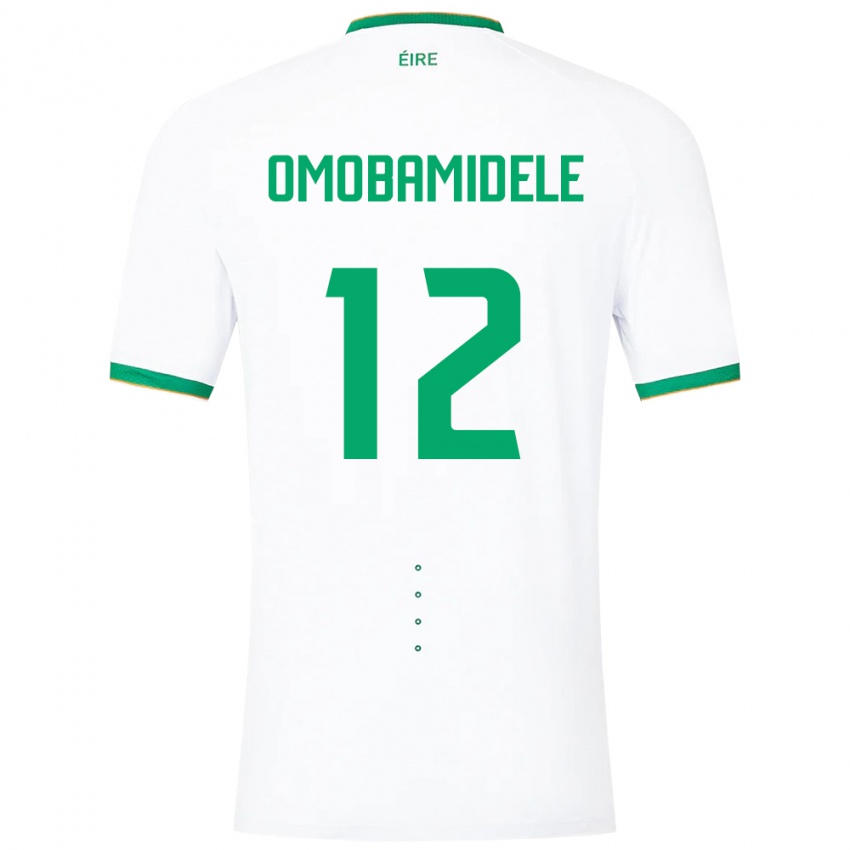 Børn Irland Andrew Omobamidele #12 Hvid Udebane Spillertrøjer 24-26 Trøje T-Shirt