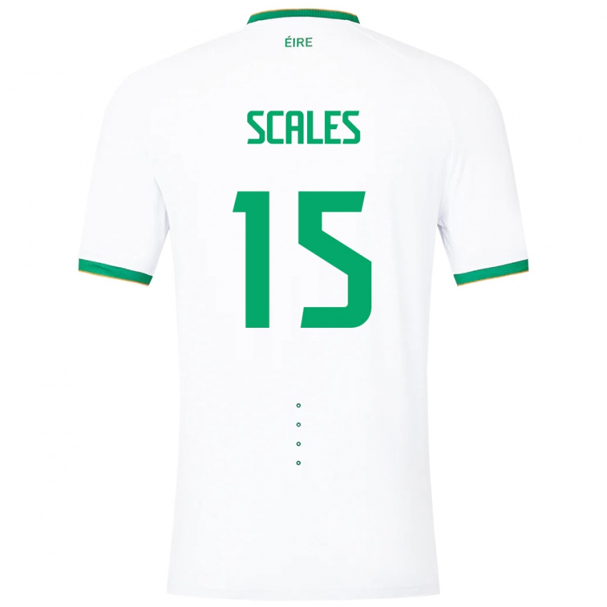 Børn Irland Liam Scales #15 Hvid Udebane Spillertrøjer 24-26 Trøje T-Shirt