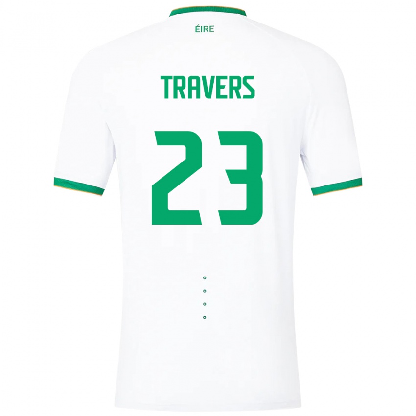 Børn Irland Mark Travers #23 Hvid Udebane Spillertrøjer 24-26 Trøje T-Shirt