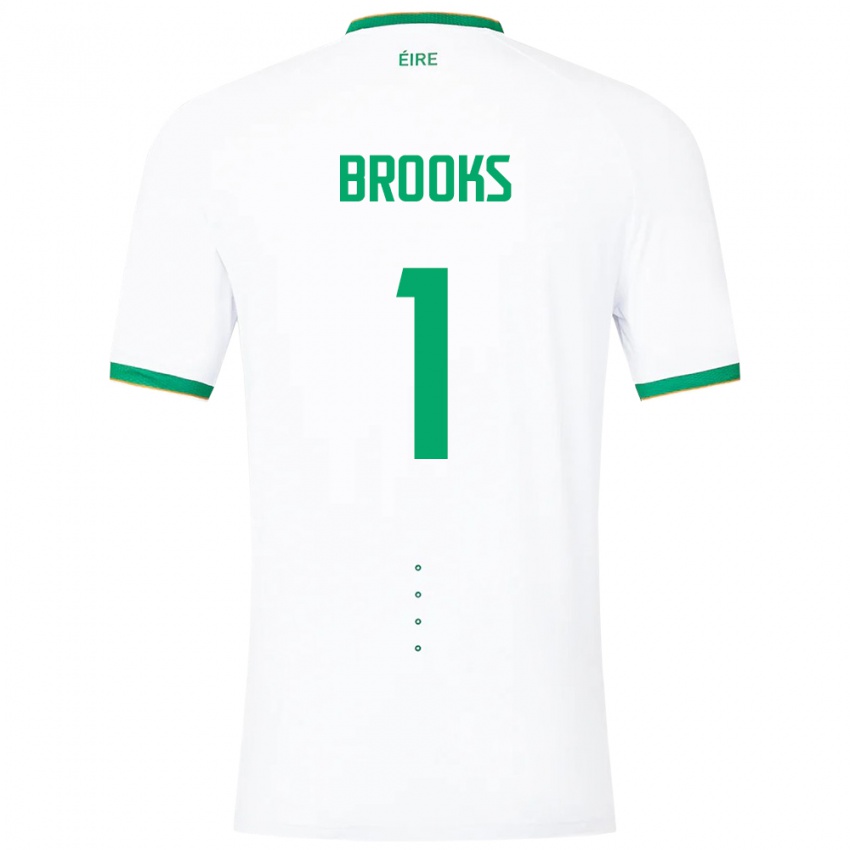 Børn Irland Tiernan Brooks #1 Hvid Udebane Spillertrøjer 24-26 Trøje T-Shirt