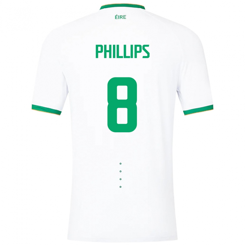 Børn Irland Killian Phillips #8 Hvid Udebane Spillertrøjer 24-26 Trøje T-Shirt