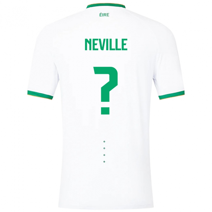 Børn Irland Harvey Neville #0 Hvid Udebane Spillertrøjer 24-26 Trøje T-Shirt