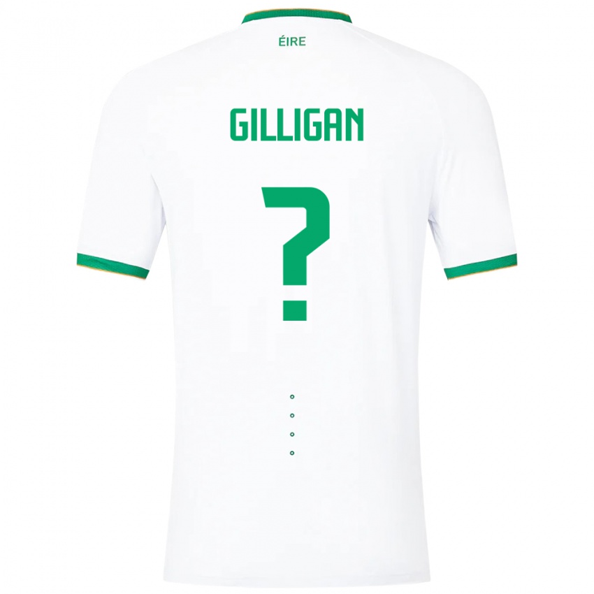 Børn Irland Ciaran Gilligan #0 Hvid Udebane Spillertrøjer 24-26 Trøje T-Shirt