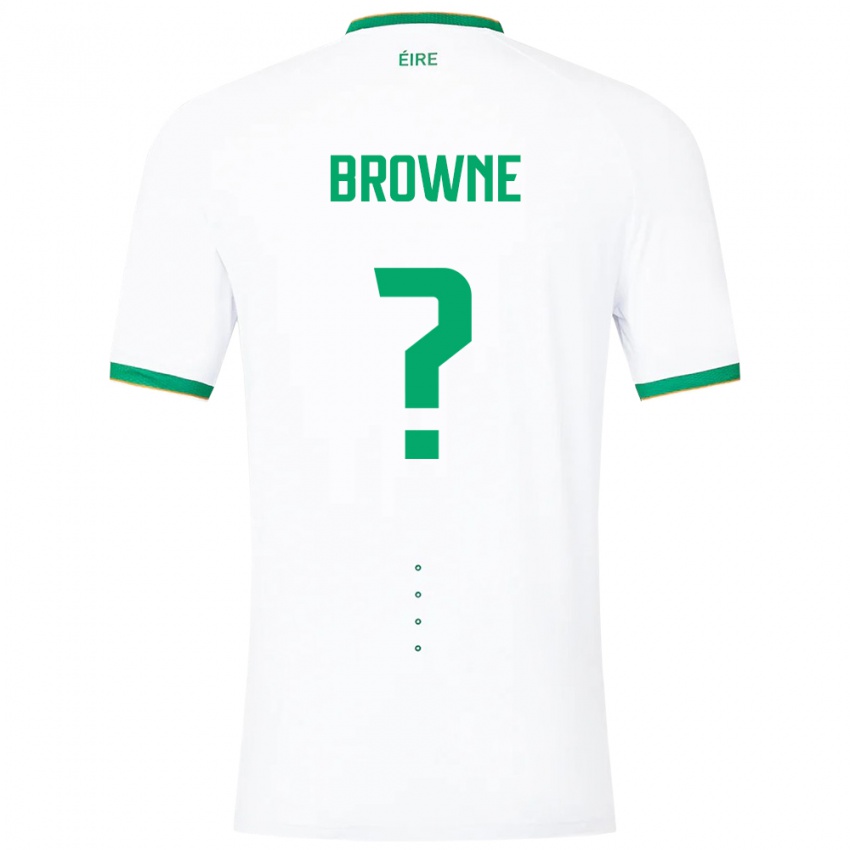 Børn Irland Luke Browne #0 Hvid Udebane Spillertrøjer 24-26 Trøje T-Shirt