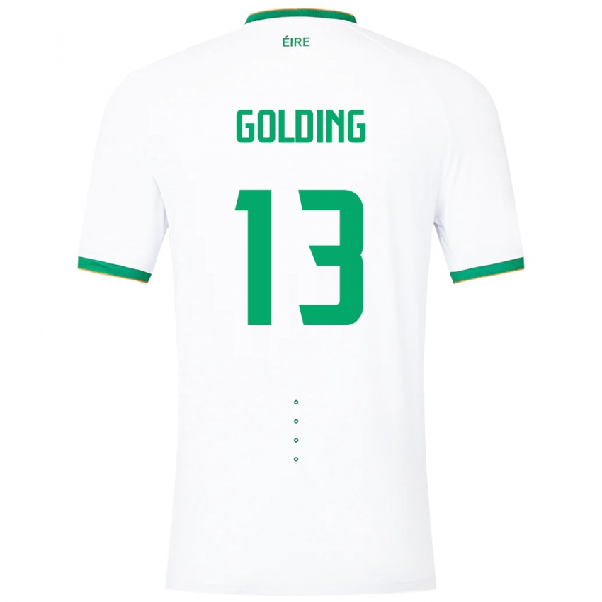 Børn Irland James Golding #13 Hvid Udebane Spillertrøjer 24-26 Trøje T-Shirt