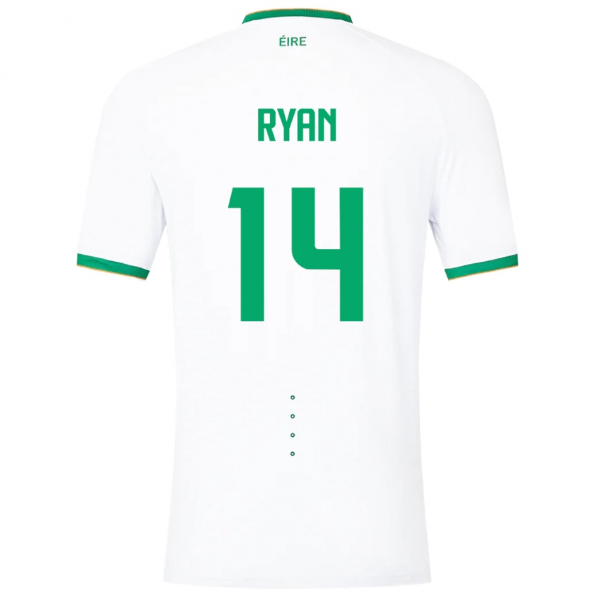 Børn Irland John Ryan #14 Hvid Udebane Spillertrøjer 24-26 Trøje T-Shirt