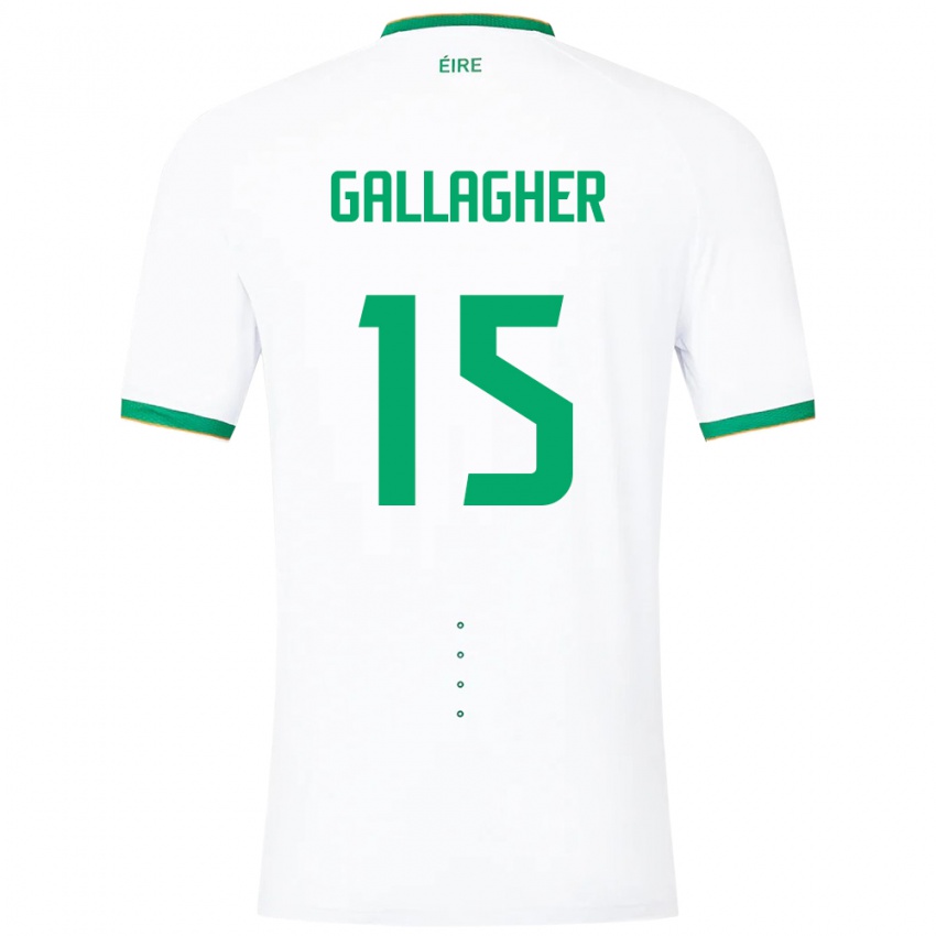 Børn Irland Oisín Gallagher #15 Hvid Udebane Spillertrøjer 24-26 Trøje T-Shirt