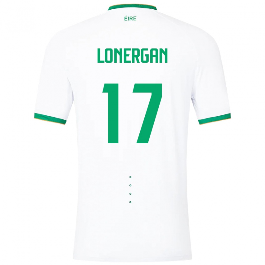 Børn Irland Tom Lonergan #17 Hvid Udebane Spillertrøjer 24-26 Trøje T-Shirt