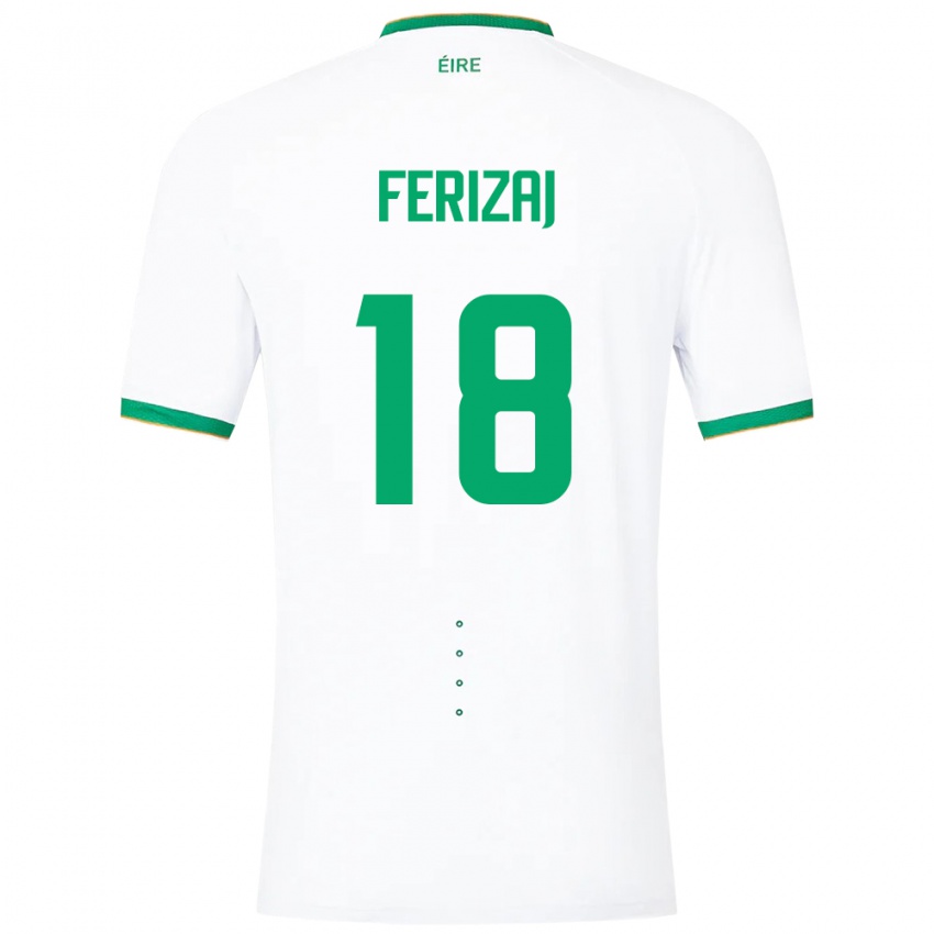 Børn Irland Justin Ferizaj #18 Hvid Udebane Spillertrøjer 24-26 Trøje T-Shirt