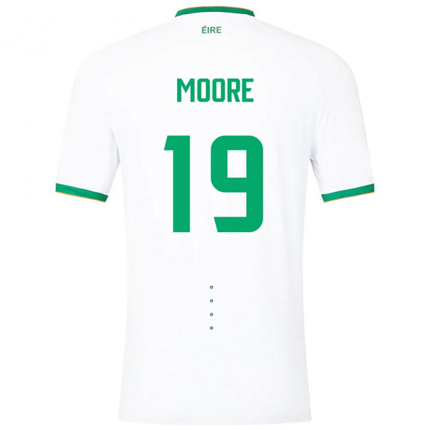 Børn Irland Sean Moore #19 Hvid Udebane Spillertrøjer 24-26 Trøje T-Shirt