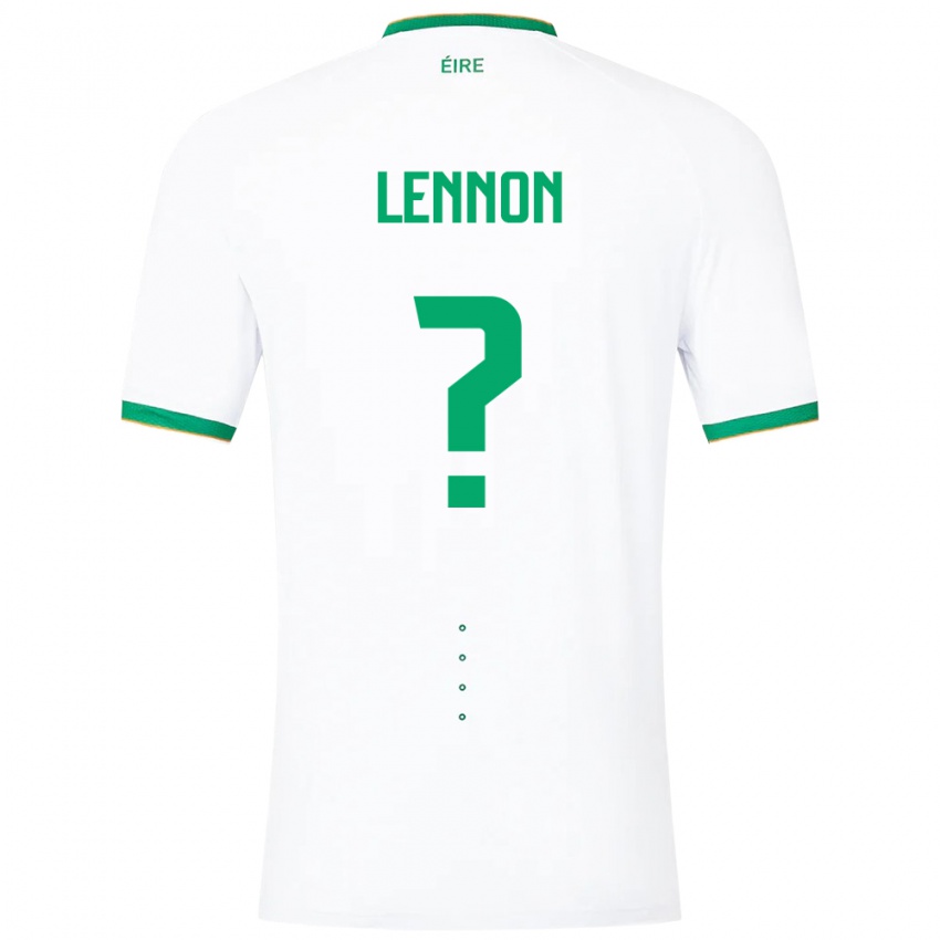 Børn Irland Adam Lennon #0 Hvid Udebane Spillertrøjer 24-26 Trøje T-Shirt