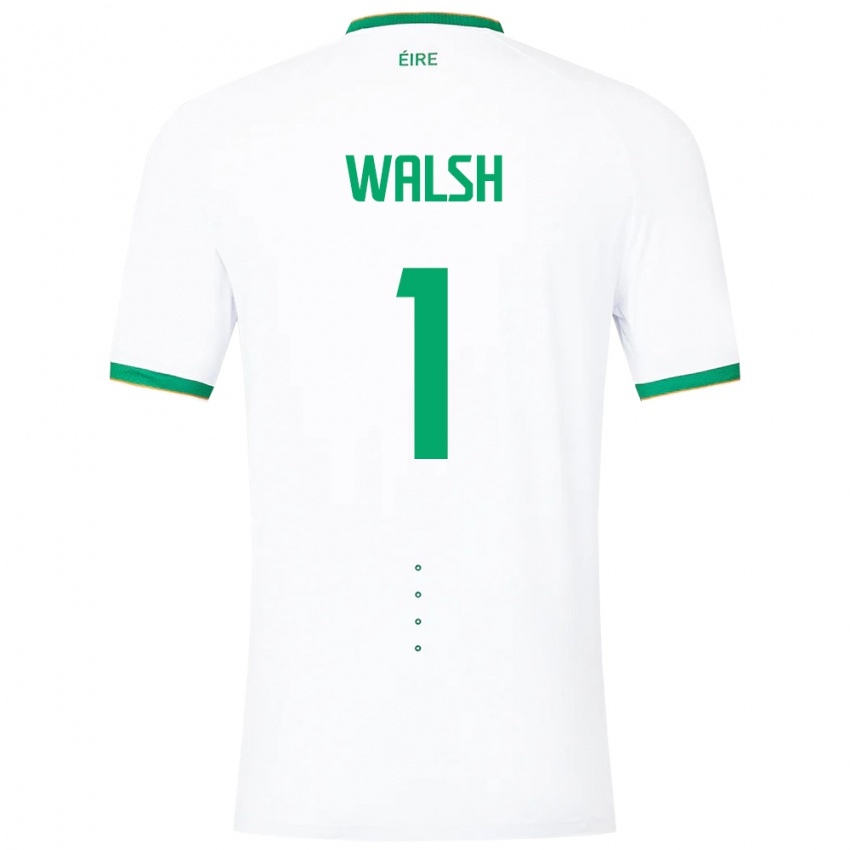 Børn Irland Conor Walsh #1 Hvid Udebane Spillertrøjer 24-26 Trøje T-Shirt