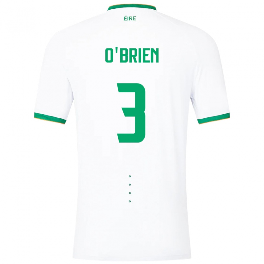 Børn Irland Luke O'brien #3 Hvid Udebane Spillertrøjer 24-26 Trøje T-Shirt