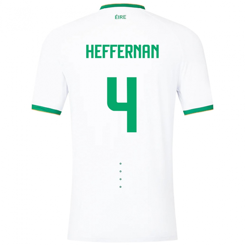 Børn Irland Cathal Heffernan #4 Hvid Udebane Spillertrøjer 24-26 Trøje T-Shirt