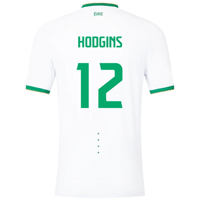 Børn Irland Gavin Hodgins #12 Hvid Udebane Spillertrøjer 24-26 Trøje T-Shirt