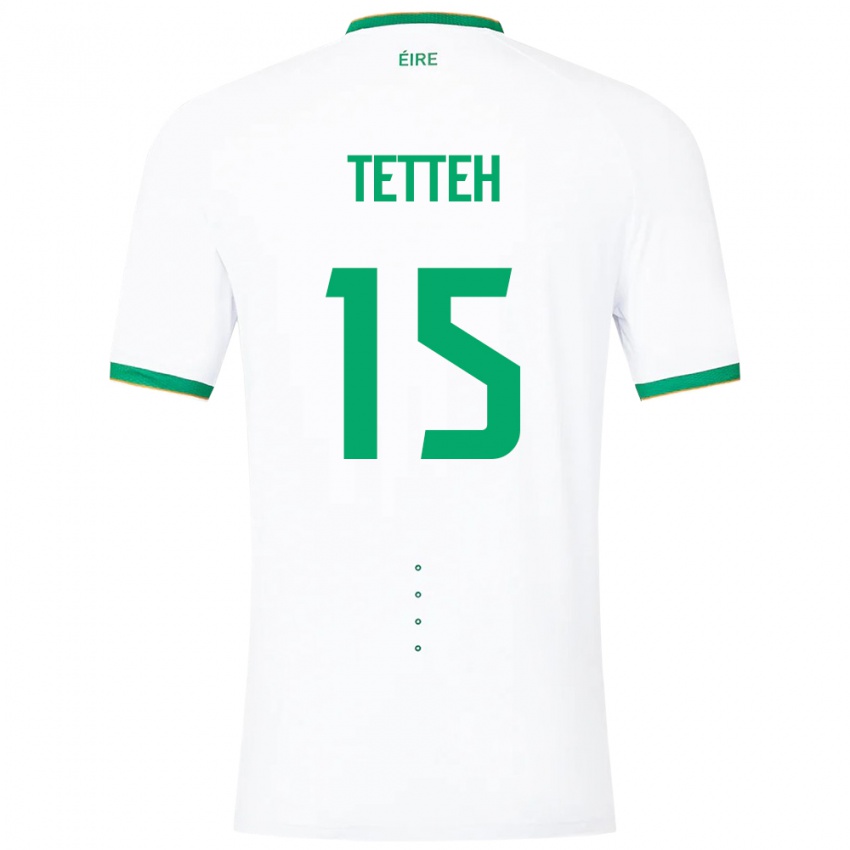 Børn Irland Gideon Tetteh #15 Hvid Udebane Spillertrøjer 24-26 Trøje T-Shirt