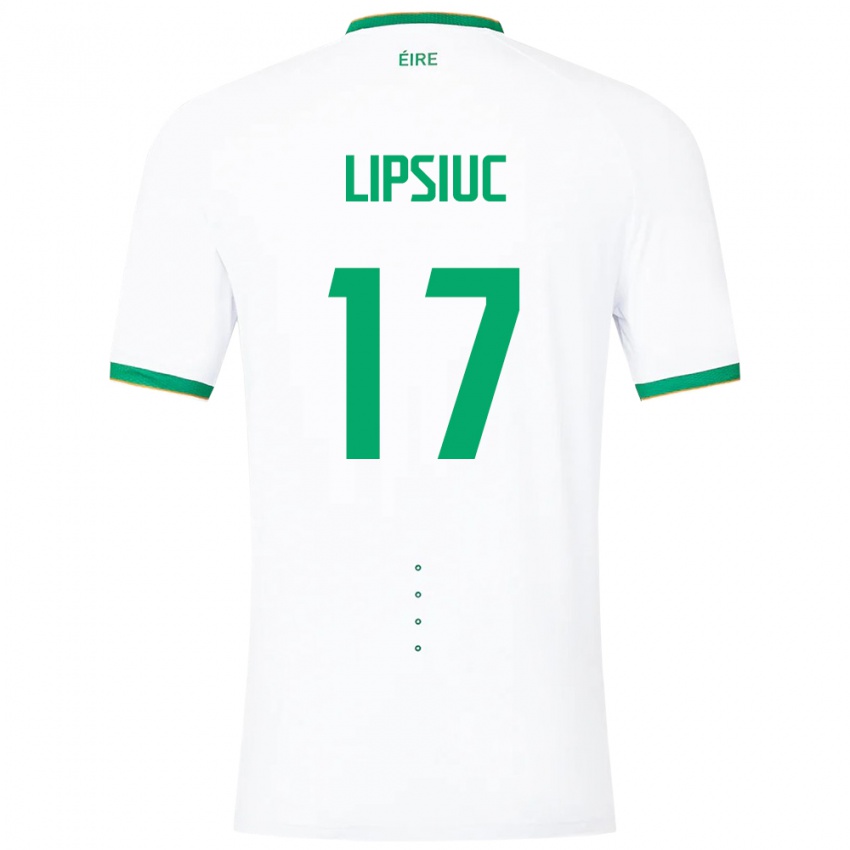 Børn Irland Darius Lipsiuc #17 Hvid Udebane Spillertrøjer 24-26 Trøje T-Shirt