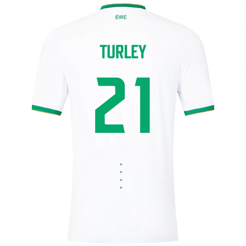 Børn Irland Freddie Turley #21 Hvid Udebane Spillertrøjer 24-26 Trøje T-Shirt