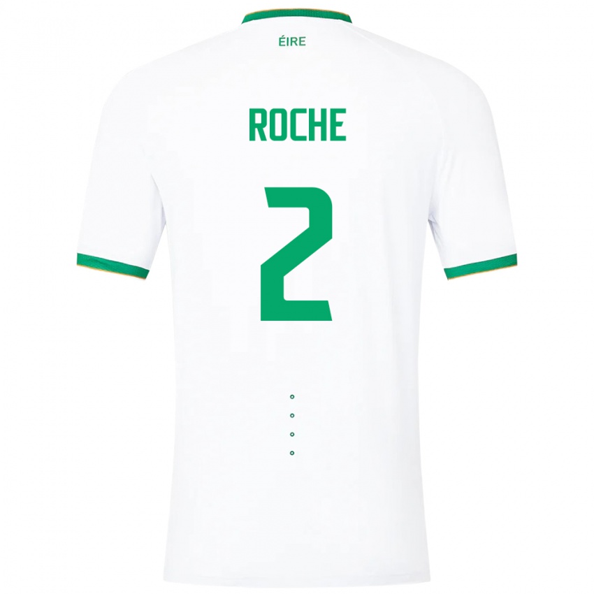 Børn Irland James Roche #2 Hvid Udebane Spillertrøjer 24-26 Trøje T-Shirt