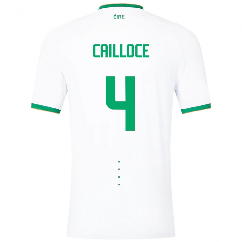 Børn Irland Luca Cailloce #4 Hvid Udebane Spillertrøjer 24-26 Trøje T-Shirt