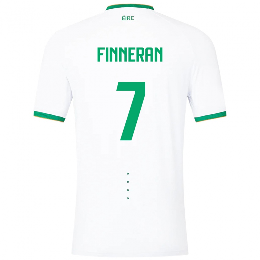 Børn Irland Rory Finneran #7 Hvid Udebane Spillertrøjer 24-26 Trøje T-Shirt