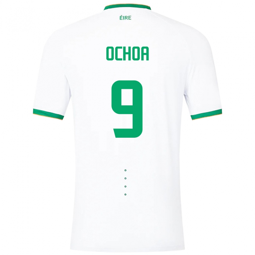 Børn Irland Aarón Ochoa #9 Hvid Udebane Spillertrøjer 24-26 Trøje T-Shirt