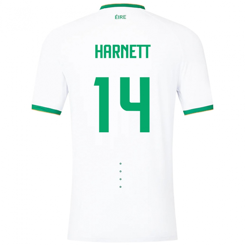 Børn Irland Kaylem Harnett #14 Hvid Udebane Spillertrøjer 24-26 Trøje T-Shirt