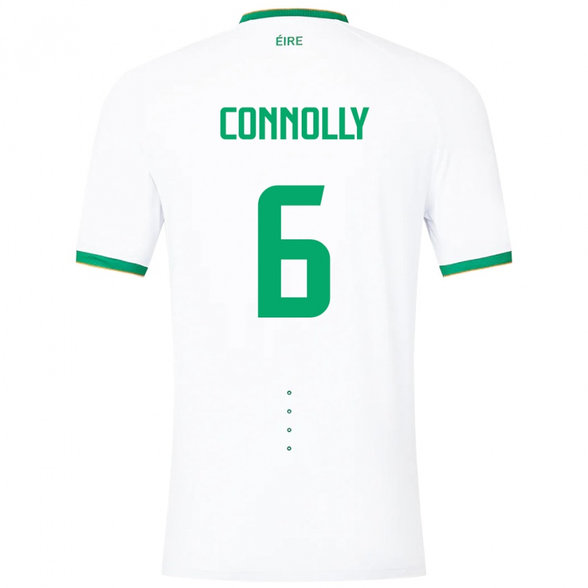 Børn Irland Megan Connolly #6 Hvid Udebane Spillertrøjer 24-26 Trøje T-Shirt