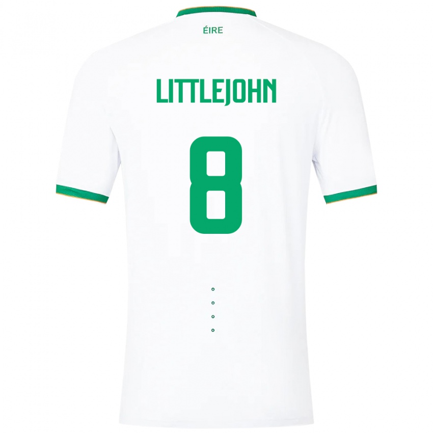 Børn Irland Ruesha Littlejohn #8 Hvid Udebane Spillertrøjer 24-26 Trøje T-Shirt