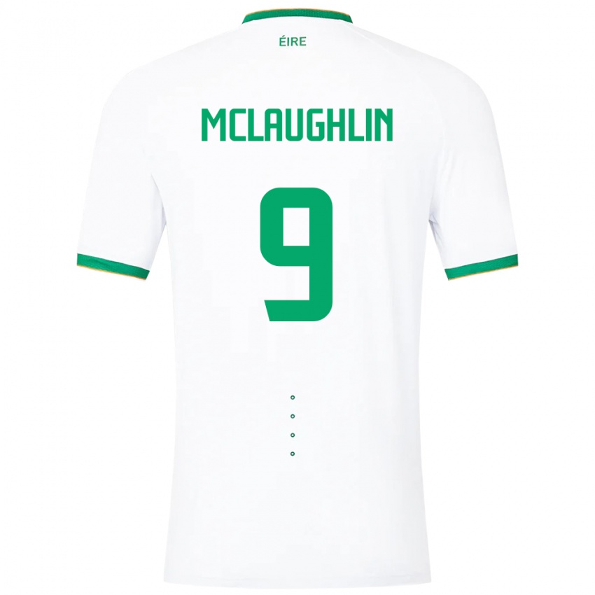 Børn Irland Erin Mclaughlin #9 Hvid Udebane Spillertrøjer 24-26 Trøje T-Shirt