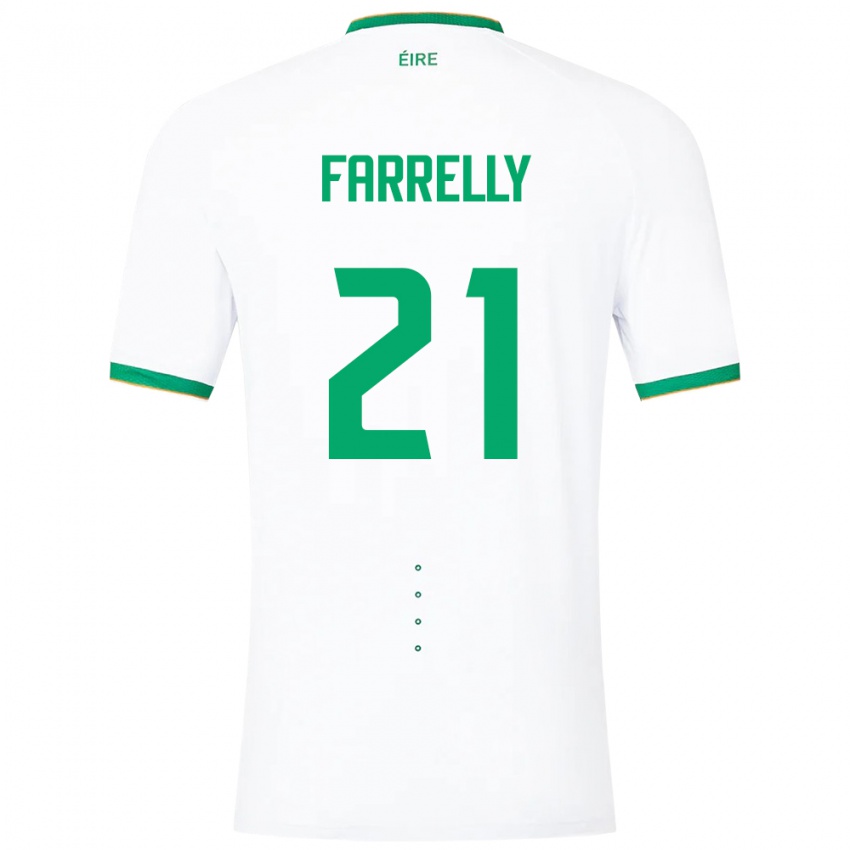 Børn Irland Sinead Farrelly #21 Hvid Udebane Spillertrøjer 24-26 Trøje T-Shirt