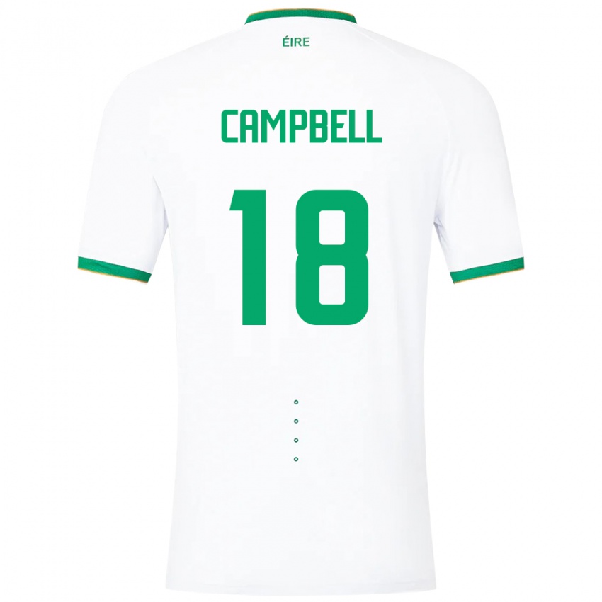 Børn Irland Megan Campbell #18 Hvid Udebane Spillertrøjer 24-26 Trøje T-Shirt