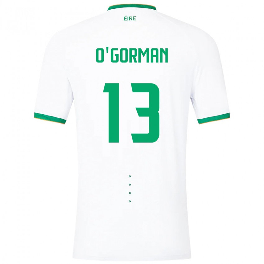 Børn Irland Áine O'gorman #13 Hvid Udebane Spillertrøjer 24-26 Trøje T-Shirt