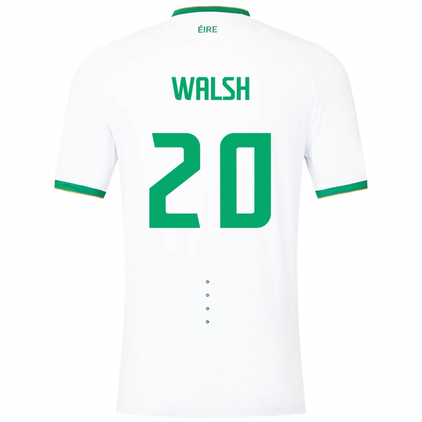 Børn Irland Claire Walsh #20 Hvid Udebane Spillertrøjer 24-26 Trøje T-Shirt