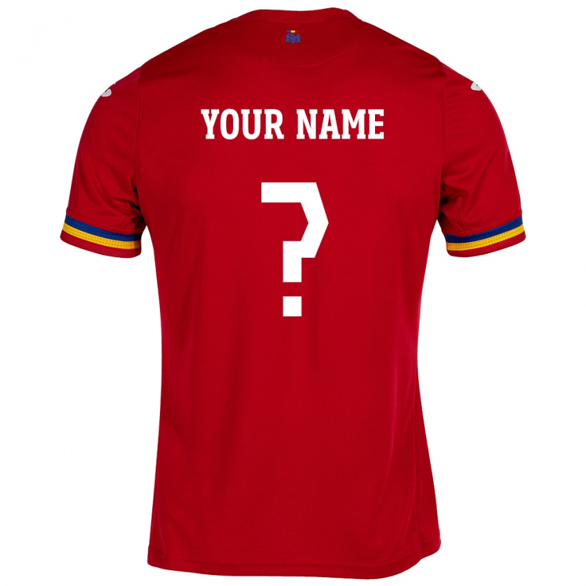 Børn Rumænien Dit Navn #0 Rød Udebane Spillertrøjer 24-26 Trøje T-Shirt