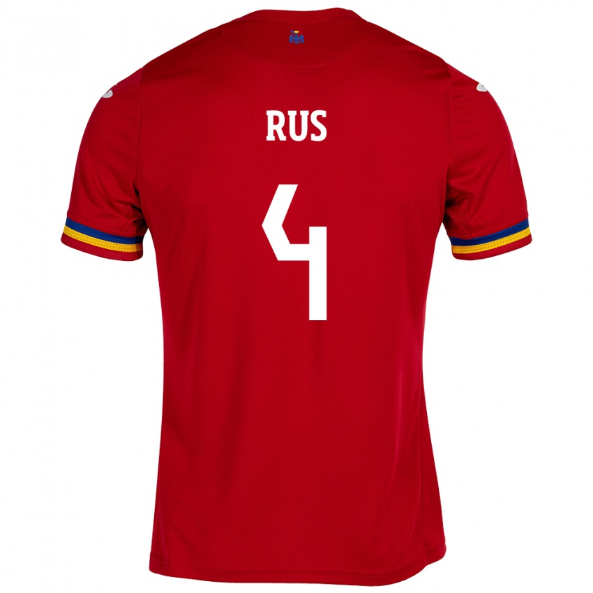 Børn Rumænien Adrian Rus #4 Rød Udebane Spillertrøjer 24-26 Trøje T-Shirt