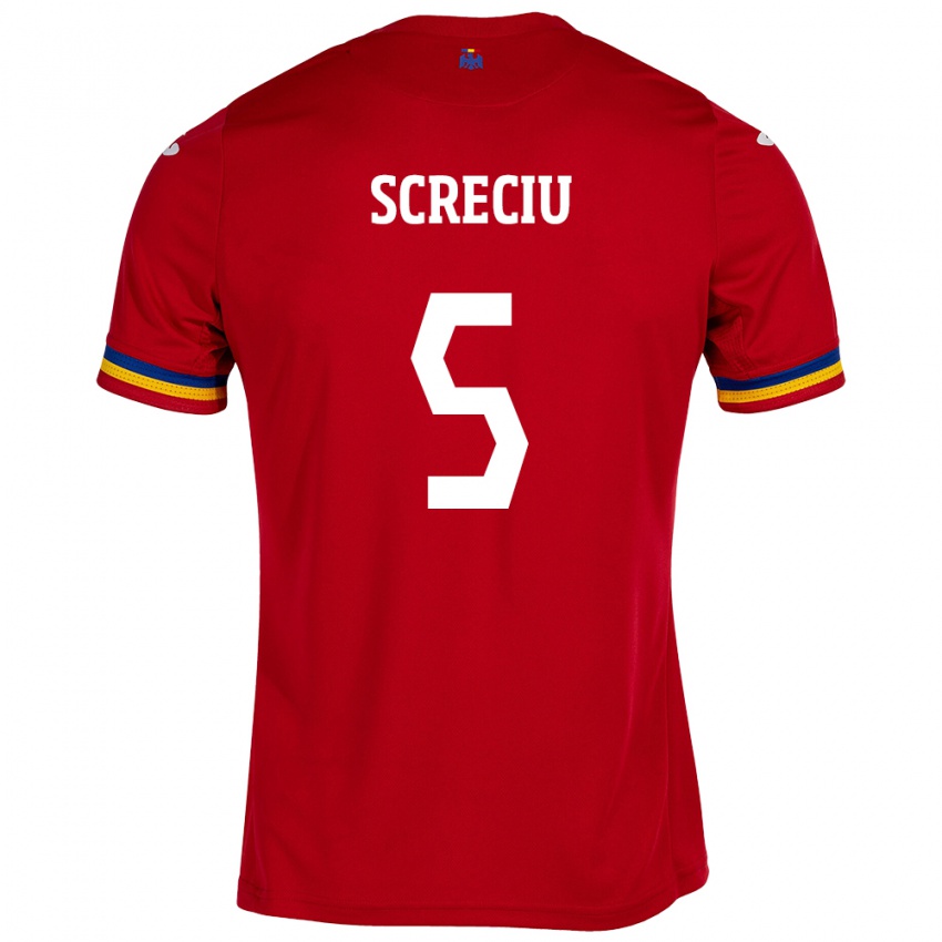 Børn Rumænien Vladimir Screciu #5 Rød Udebane Spillertrøjer 24-26 Trøje T-Shirt