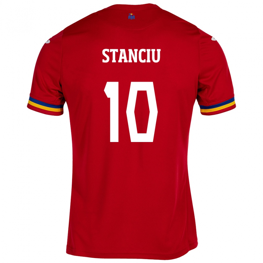 Børn Rumænien Nicolae Stanciu #10 Rød Udebane Spillertrøjer 24-26 Trøje T-Shirt