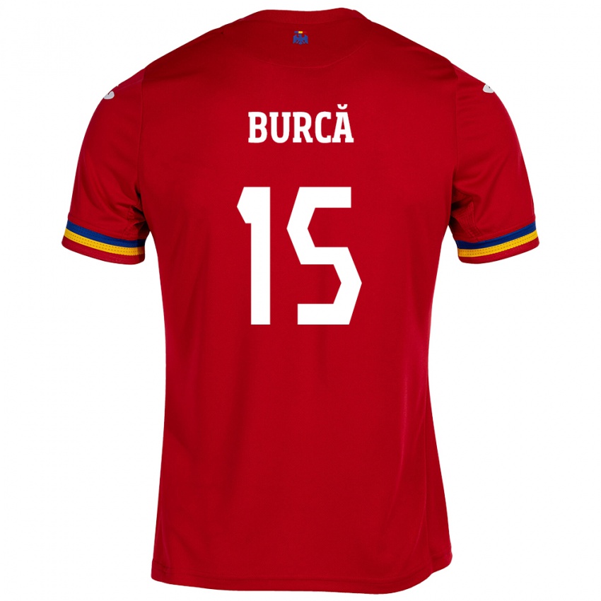 Børn Rumænien Andrei Burcă #15 Rød Udebane Spillertrøjer 24-26 Trøje T-Shirt